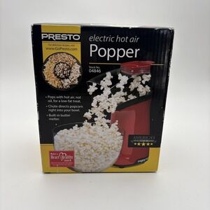 Presto Electric Hot Air Popper Model 04846 Red Popcorn Maker 1300W Kitchen